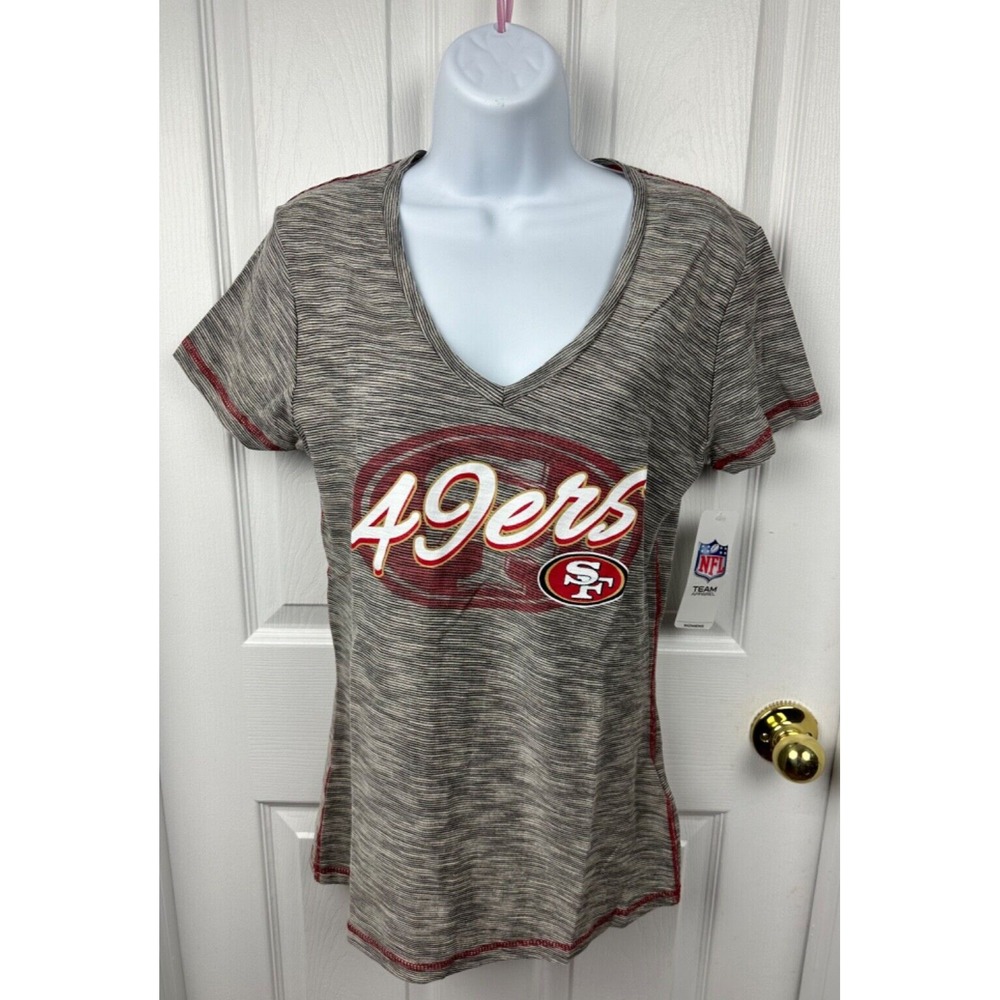 NFL Team Apparel Small Womens San Francisco 49ers V-Neck Short Sleeve Tee NWT
